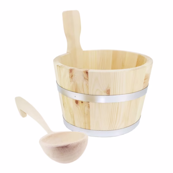 EOS SAUNA BUCKET WITH PLASTIC LINER AND LADDLE